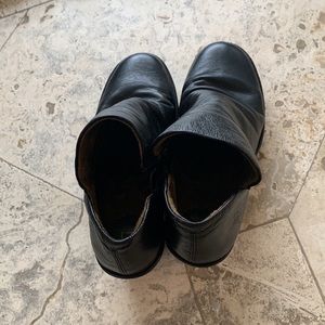 Fly London black leather ankle boot wedged heel size 37